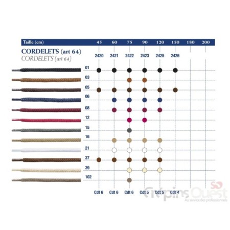 SAPHIR LACET CORDELET 64 60cm Bte de 6p