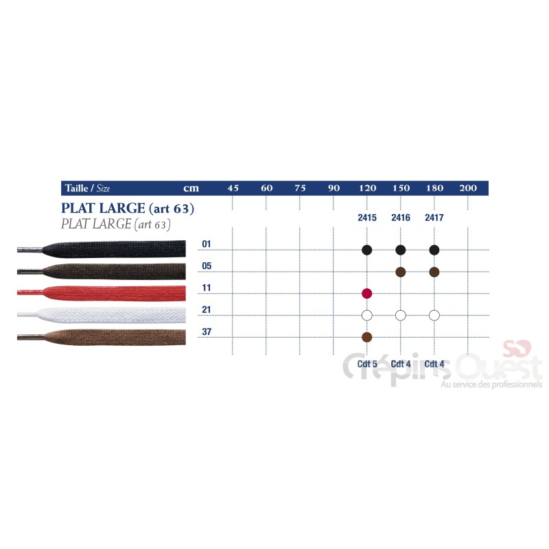 SAPHIR LACET PLAT LARGE 63 180cm Bte de 4p
