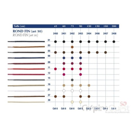 SAPHIR LACET ROND FIN 30 45cm Bte de 6p