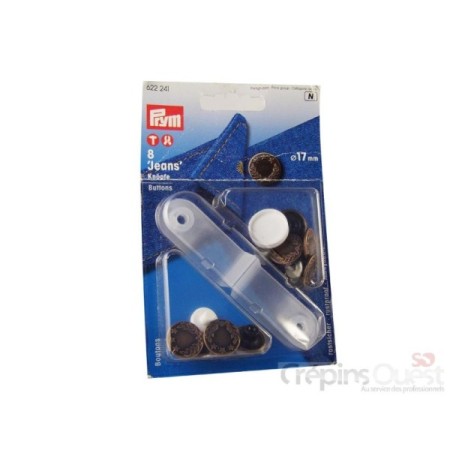 BOUTONS JEANS PRYM Plaquette de 8