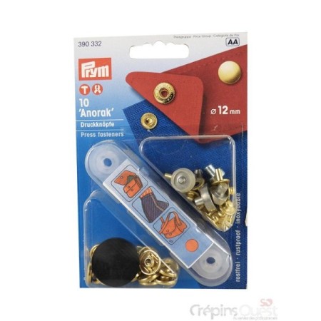 BOUTONS PRESSION PRYM Plaquette de 10