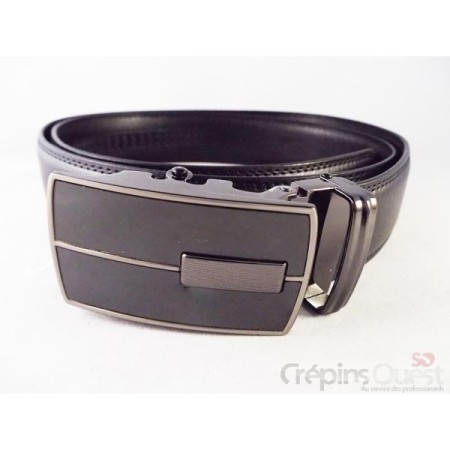 CEINTURE CREMAILLERE CROUTE DE CUIR 35 MM