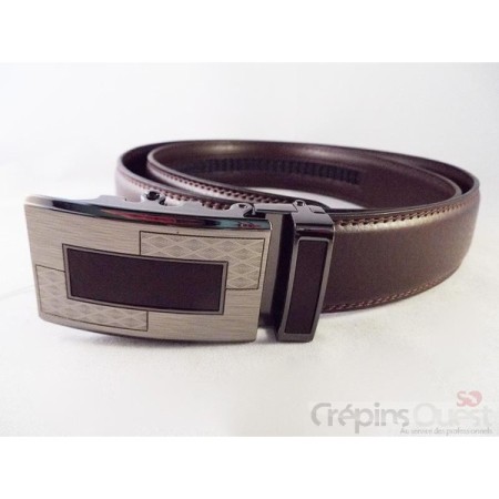 CEINTURE CREMAILLERE CROUTE DE CUIR 35 MM