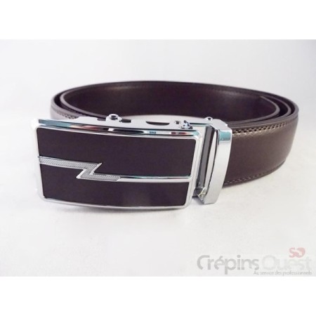 CEINTURE CREMAILLERE CROUTE DE CUIR 35 MM
