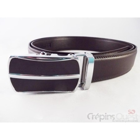 CEINTURE CREMAILLERE CROUTE DE CUIR 35 MM