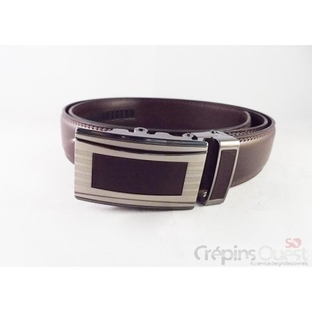 CEINTURE CREMAILLERE CROUTE DE CUIR 35 MM