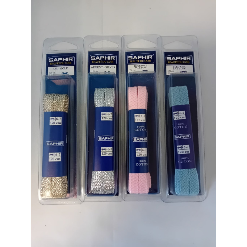 SAPHIR LACET PLAT MOYEN 120CM COULEURS SNEAKERS (boite de 5)