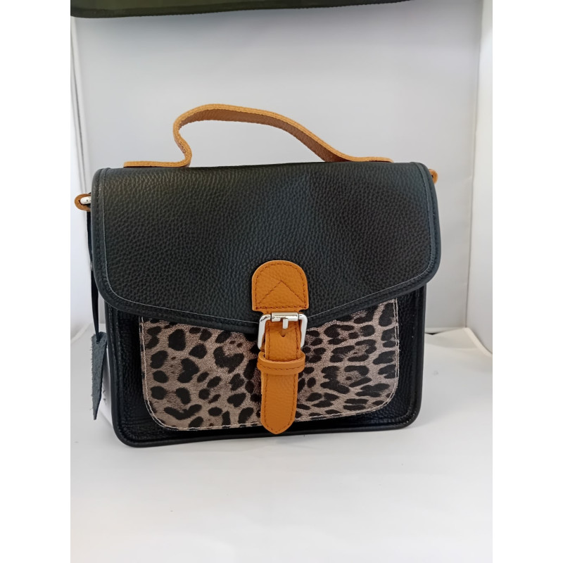 SAC CUIR 76045 POCHETTE LEOPARD DEVANT